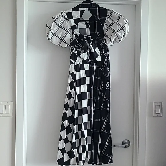 Statement Black & White Checkered & Plaid Dress - Picture 7 of 10